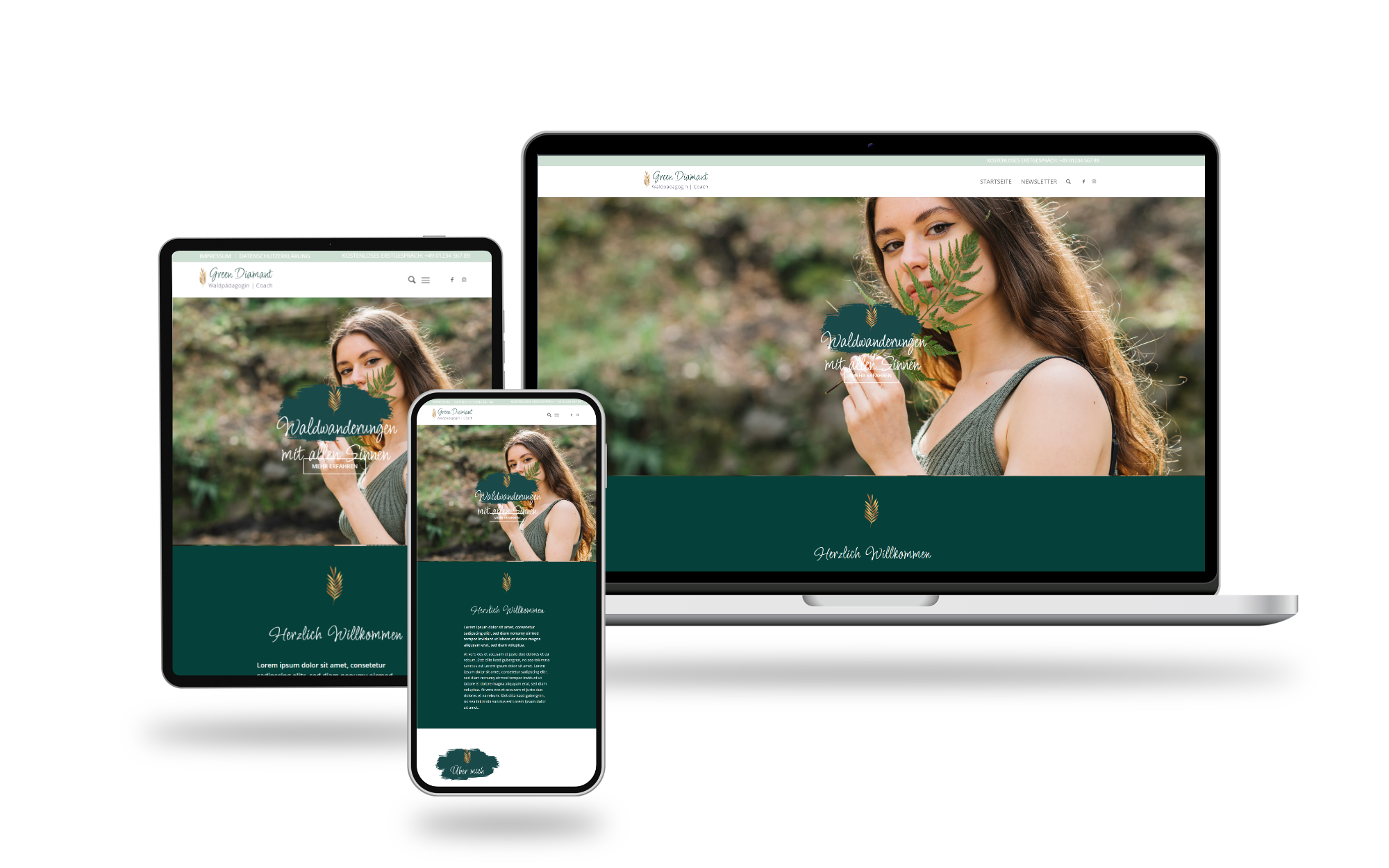 Webdesign für Coaches - Template Green Diamant